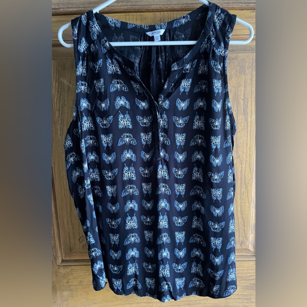 Sonoma Woman’s Sleeveless Butterfly Print Top XL